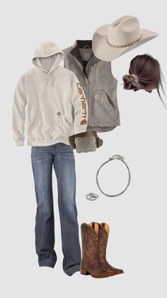 Carhartt Hoodie Outfit, Carhartt Women's Outfit, Carhartt Outfits, Carhartt Outfit, Country Outfits Women, Western Girl Outfits, Cute Cowgirl Outfits, Casual Country Outfits, Farm Clothes