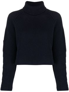 navy blue ribbed knit roll neck long sleeves straight hem cropped Navy Blue Turtleneck, Blue Turtleneck, Navy Blue Sweater, Roll Neck Jumpers, Looks Chic, Roll Neck, Blue Sweaters, Turtleneck Sweater, Ribbed Knit