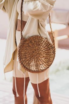 Classic Rattan Circle Bag, perfect for all of your daily adventures around town. Mindfully and masterfully woven by hand. Material: Rattan. Size: OS. Circle Bag, Garment Bags, Body Size, Wrap Style, Straw Bag, Sale Items, Bucket Bag, Elastic Waist, Ships