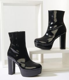 Unique Vintage Black Platform Heel Ankle Boots Black Platform Heels, Heel Ankle Boots, Black Platform, Platform Heel, Heeled Ankle Boots, Platform Heels, Unique Vintage, Vintage Black, Block Heels