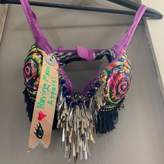 Rave Bra, Nwt Handmade By An Artist In Vt. I Have A Couple More Rave Bras That Have Never Been Worn, I Plan On Making Bundles But I Still Need To Photograph Them Rave Bras, Small Boutiques, Rave Bra, Small Boutique, Rave Wear, An Artist, Women's Intimates, A Couple, Bundles