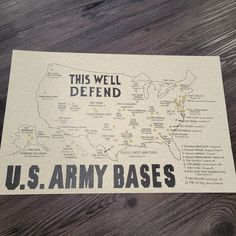 this well defend u s army base map is displayed on a piece of white paper