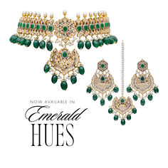 Our most popular Esha Set- Now avaialble in Emerald hues... Luxury Kundan Jewelry With Stone Work, Elegant Cubic Zirconia Party Sets, Luxury Stone Work Jewelry For Festive Season, Elegant Festive Jewelry Sets With Sparkling Stones, Hand-set Cubic Zirconia Party Sets, Elegant Crystal Sets For Gifts, Festive Formal Crystal Jewelry Sets, Luxury Kundan Chandbali Jewelry, Luxury Stone Work Jewelry Sets For Formal Occasions