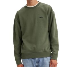 Levi’s Men Sweatshirt Nwt Color: Dark Green 80% Cotton 20% Polyester Levi's Green Cotton Tops, Green Levi's Cotton Tops, Levi's Casual Cotton Sweatshirt, Casual Levi's Cotton Sweatshirt, Levi's Casual Sweatshirt For Fall, Dark Green Crewneck, Burgundy Shirt, Levis Vintage Clothing, Mock Neck Sweatshirt