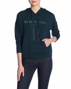 $269 KENNETH COLE WOMENS GREEN LOGO CROPPED HOODED PULLOVER SWEATER TOP SIZE XXS Description A flattering pullover cropped hoodie features bold front logo lettering for casual-chic style. Drawstring hood. Long sleeves. Kangaroo pocket. Front logo. Approx. 23" length (size S). Body: 63% polyester, 34% viscose, 3% elastane. Bust: 32". Waist: 24". Hips: 34". Model is wearing size S. Machine wash. Imported. About Us We sell only 100% authentic clothing from new with tags to gently used. We have a 10 Fall Sweatshirt With Kangaroo Pocket And Stretch, Stretch Sweatshirt With Kangaroo Pocket For Fall, Fall Stretch Sweatshirt With Kangaroo Pocket, Stretch Tops With Kangaroo Pocket For Fall, Fall Stretch Tops With Kangaroo Pocket, Green Sweatshirt With Drawstring Hood For Fall, Hooded Top With Double-lined Hood For Fall, Hooded Tops With Double-lined Hood For Fall, Hooded Athleisure Sweatshirt For Fall