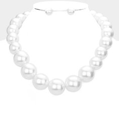 Necklace Size : 20" L + 3" L Decor Size : 1" L Earring Size : 0.5" L Chunky Pearl Necklace, Chunky Pearls, Necklace Size, Necklace Sizes, Lowest Price, Size 20, Jewelry Sets, Pearl Necklace, On Sale