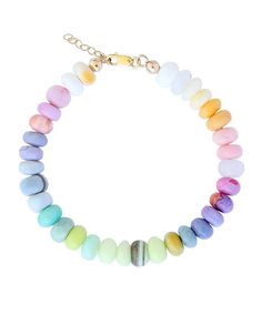 Margaux Bracelet - Cotton Candy - April Soderstrom Adjustable Pastel Bracelets With Round Beads, Multicolor Rondelle Beaded Bracelets With Natural Stones, Multicolor Hand-strung Bracelets With Oval Beads, Handmade Adjustable Opal Beaded Bracelets, Adjustable Beaded Opal Bracelet, Adjustable Opal Beaded Bracelets, Spiritual Multicolor Rondelle Beaded Bracelets, Multicolor Rondelle Beaded Bracelets With Spacer Beads, Adjustable Pastel Gemstone Beads Jewelry