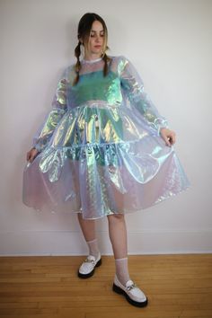 Eve Dress – K.S. Garner Crazy Kitchen, Rain Dress, Space Grunge, Space Unit, Iridescent Dress, Blue Organza, Space Fashion, Magical Fairy, Wedding Costume