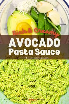 avocado pasta sauce in a glass bowl