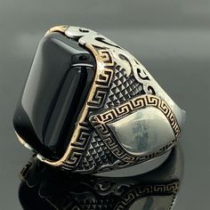 Silver Handmade Ring , Onyx Stone Ring , Square Stone Ring , Ottoman Style Embroidered Ring , 925k Sterling Silver Ring , Gift For Him Silver Natural Stone Onyx Ring Has Been Hand Made Specially For You. Can Be Used For Women Men. A Very Special Gift For Your Loved Ones .. If Your Jewelry Has Anything In Your Mind, You Can Send A Message To Me. ★Item Details * Gender : Male / Female * Material : 925K Sterling Silver * Total weight : 17 Grams * Gemstone : Onyx Stone ✔ Ready to Ship in 1-2 Busines Square Stone Ring, Embroidered Ring, Ring Square, Ottoman Styling, Sterling Silver Mens Rings, Square Stone, Sterling Silver Mens, Onyx Ring, Onyx Stone