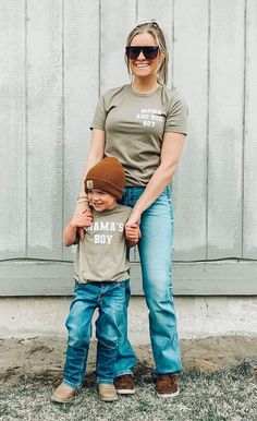 Mama and Her Boy Set – Right Here At Home Fitted Crew Neck T-shirt In Khaki, Fitted Cotton Khaki Tops, Fitted Khaki Cotton Tops, Family Matching Soft-washed Cotton Tops, Khaki Short Sleeve Tops With Letter Print, Fitted Crew Neck Top For Family Matching, Fitted Cotton Tops For Family Matching, Sporty Khaki Cotton T-shirt, Family Matching Fitted Shirt With Short Sleeves