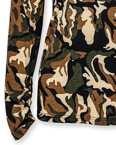 Lasaky - Ladder Cutout Tassel Sleeve Camo T-Shirt Khaki Crew Neck Tops With Graphic Print, Fall Camouflage T-shirt With Crew Neck, Fall Camouflage Crew Neck T-shirt, Casual Camouflage Shirt For Fall, Camouflage Long Sleeve Shirt For Fall, Fall Camouflage Tops With Graphic Print, Long Sleeve Camouflage Shirt For Fall, Camouflage Crew Neck Top For Fall, Fall Camouflage Long Sleeve Shirt