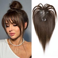 PRICES MAY VARY. Upgrade Look Instantly: Our hair toppers for women with thinning hair is the perfect solution for whom meet slight hair loss, thinning hair, or gray hair problems. It is hair toppers with bangs, will add hair volume and thickness, bring a new hairstyle and looks younger in minutes without any hurt for your natural hair and scalp. Lift confidence and charming. Hand-tied Natural Lace Base: Hair toppers clip on bangs is with the silky and strong lace base, the hair is tied on it on Grey Hair Problem, Hair Toppers For Thinning Hair, Clip On Bangs, French Bangs, 12 Inch Hair, Hair Toppers For Women, Clip In Bangs, Hair Pieces For Women, Hair Volume