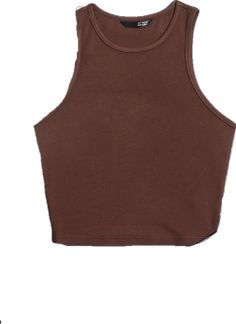 Basic Cropped Workout Crop Top, Solid Color Summer Workout Tops, Casual Workout Crop Top, Summer Athleisure Cropped Tank Top, Brown Summer Workout Tops, Brown Sleeveless Workout Top, Cropped Summer Workout Top, Sporty Brown Stretch Top, Basic Cotton Crop Top For Workout