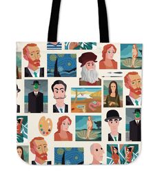 Famous Painters Linen Tote Bag Famous Painters, Linen Tote Bag, Teacher Clothes, Sandro Botticelli, Rene Magritte, Satchel Tote Bag, Doll Ideas, Artist Gifts, Teacher Style