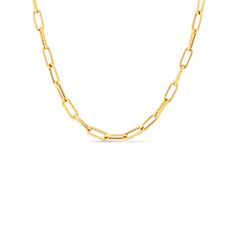 18K Alternating Polished and Fluted Fine Paperclip Link 17-Inch Chain Memorable Jewelry, Roberto Coin Jewelry, Paperclip Necklace, Roberto Coin, Italian Jewelry, Gold Paper, Trombone, Jewelry Manufacturers, Classic Gold