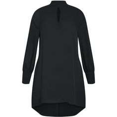 Your desk-to-dinner look just got a major upgrade with the sleek black tone of the Neck Tie Tunic. Easy to style and easy to love, this lightweight piece is complete with a neck-tie detail and puff sleeves for a flirty and feminine finish. Bold and fiercely fashionable, no one does plus size fashion like City Chic. Loved around the globe for its diverse range of fashion-forward styles for any occasion. From show-stopping evening gowns to workwear and casualwear, City Chic will take your style to Chic Stretch Blouse For Work, Versatile Viscose Work Dresses, Chic Stretch Viscose Blouse, Chic V-neck Tunic For Workwear, Versatile Fall Dresses For Workwear, V-neck Tunic For Work In Fall, Elegant Fitted Tunic For Workwear, Chic Spring Tunic For Workwear, Chic Spring Workwear Tunic