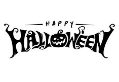 the word happy halloween written in black on a white background