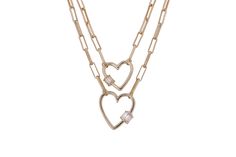 Silver Double Paperclip Heart Necklace 18k Gold Plated - Artisan Carat Elegant Paperclip Chain Jewelry For Mother's Day, Trendy Yellow Gold Heart Charm Jewelry, Trendy Yellow Gold Jewelry With Heart Charm, Anniversary Necklace With Paperclip Chain For Mother's Day, Elegant Mother's Day Jewelry With Paperclip Chain, Elegant Mother's Day Paperclip Chain Jewelry, Gold Plated Heart Necklace With Paperclip Chain, Heart Shaped Paperclip Chain Jewelry For Anniversary, Heart-shaped Paperclip Chain Jewelry For Anniversary