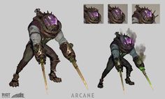 the concept art for arcane's character creation, which is based on an alien creature