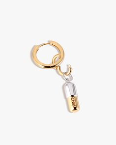 a gold and silver keychain with the word'i love you'written on it