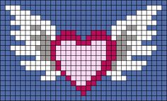 a cross stitch heart with wings on it