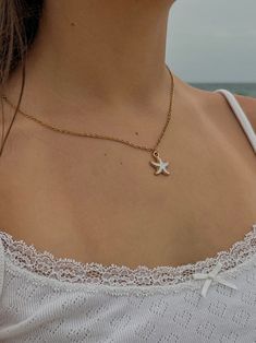 Starfish Necklace, Sea Star Pendant Necklace, Beach Gift Handmade Coastal Necklace, Ocean Themed Jewelry, Coastal Accessories Summer Jewlery - Etsy Australia Gold Shell Necklace With Starfish Charm For Summer, Gold Ocean-inspired Necklaces For Beach Season, Ocean-inspired White Charm Necklace As Gift, White Ocean-inspired Charm Necklace For Gift, White Star-shaped Ocean-inspired Jewelry, Gold Ocean-inspired Necklace For Beach Season, Ocean-inspired White Charm Necklace Gift, Ocean-inspired White Star Jewelry, Ocean-inspired White Star-shaped Jewelry