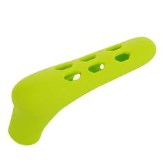 a green plastic object with holes in it