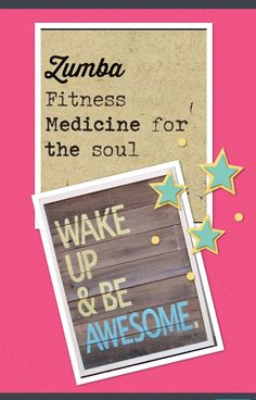 an advertisement for zumba's medicine for the soul, with stars on it