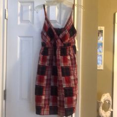 Brand New Size 6 Plaid Faded Glory Sun Dress. Adjustable Straps. Plaid Cotton V-neck Dress, Red Cotton Mini Sundress, Red Knee-length Cotton Mini Dress, Red V-neck Cotton Mini Dress, Casual Red Knee-length Sundress, Plaid Cotton Sundress, Casual Plaid Cotton Sundress, Casual Lined Plaid Dress, Casual Plaid Lined Dress