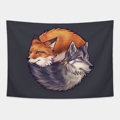 Yin Yang Fox and Wolf -- Choose from our vast selection of tapestries to match with your desired size to make the perfect custom tapestry. Pick your favorite: Movies, TV Shows, Art, and so much more! Available in small, medium, large. Perfect for decorations in apartments, bedrooms, and dorm rooms. Fox And Wolf, Wolf Tapestry, Yin Yang, Apartments Bedrooms, Custom Tapestry, Dorm Rooms, Fox, Favorite Movies, Tv Shows