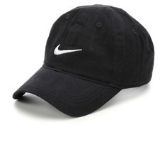 100% cotton, Adjustable back Velcro strap for a secure fit, Sweatband for added comfort, Curved bill cap design,2 1/2 inch bill, Nike branding details, Fits youth sizes 4-7 | Nike Youth Swoosh Ball Cap in Black/White Shoe Carnival, Cap Design, Velcro Straps, Ball Cap, Cute Casual Outfits, Baseball Hats, Casual Outfits, Black White, Branding