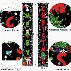 the christmas door hanger is shown with different designs