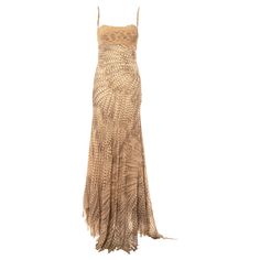 Roberto Cavalli feather printed silk evening dress with snakeskin bust. Spring-Summer 1999 Roberto Cavalli Vintage Dress, Roberto Cavalli Animal Print, Vintage Roberto Cavalli, Robert Cavalli, Snakeskin Dress, Roberto Dress, Animal Dress, Nude Gown, Roberto Cavalli Dress