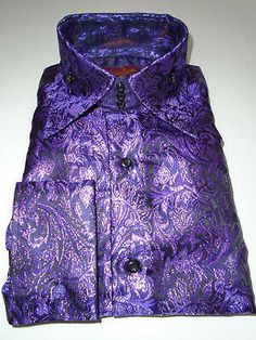 Great shopping ideas for Mens 2053 Sangi Milan Collection Tall High Collar FC Shirt Sparkly Purple Scroll, Mens Shirts High Collar Shirts, French Cuff Dress Shirts, Spring Blazer, Purple Paisley, Scroll Pattern, French Cuff, Pinstripe Suit, Collar Pattern, Sports Blazer