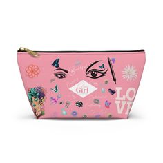 Express your unique style with our Maximalist Style Accessory Pouch. This vibrant pink makeup bag features an eclectic mix of graphics, including eye-catching eyes, floral motifs, and playful elements. Perfect for storing all your beauty essentials, this pouch adds a fun and trendy touch to your daily routine. Key Features: High-Quality Material: Crafted from durable, water-resistant fabric to keep your items safe. Unique Design: Maximalist graphics with a blend of bold and playful elements. Perfect Size: Compact yet spacious enough to hold all your essential makeup and accessories. Easy to Use: Secure zipper closure ensures your items stay in place. Great Gift Idea: A fantastic gift for makeup lovers, fashion enthusiasts, and anyone who loves vibrant accessories. Dimensions: Length: 8 inc Trendy Pink Cosmetic Bag Gift, Trendy Pink Cosmetic Bag For Gift, Trendy Pink Rectangular Cosmetic Bag, Feminine Pink Bag With Zipper Pouch, Trendy Pink Pouch With Removable Feature, Trendy Pink Pouch With Removable Section, Pink Feminine Travel Pouch, Trendy Pink Pouch With Removable Pouch, Trendy Pink Clutch Cosmetic Bag