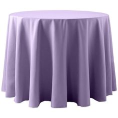 a round table covered in purple cloth