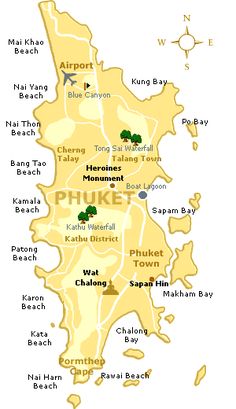 a map of phuket showing the location of many tourist attractions