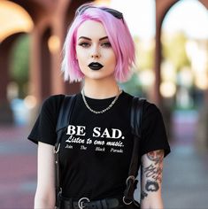 Be sad, Listen to emo music, Join the black parade <3 Designed by Poetic Betty Printed onto a super soft 100% cotton t-shirt. For sizing, please refer to the Unisex size guides pictured. UK - Size guide. XS - 3XL (100% organic cotton tee) USA - Size Guide. XS - 3XL (100% soft ringspun cotton tee)