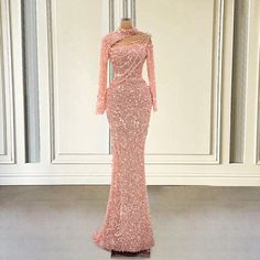 Rose Gold Prom Dress Long Sleeve, Pink Prom Dresses Long Sleeve, Prom Dresses Sequence, Long Sleeve Prom Dresses 2023, Prom Party Dresses Long Sleeve, Classy Prom Dresses Long Sleeve, Pink Long Sleeve Dress Formal, Mermaid Dress Pink, Extravagant Formal Dresses