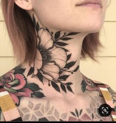 #tattoos #coupletattoos #tattoosideas #fullbodytattoos #tattoosfashions #CoolTattoos Flower Neck Tattoo, Girl Neck Tattoos, Side Neck Tattoo, Throat Tattoo, Neck Tattoos Women, Tattoos Geometric, Neck Tattoos, Face Tattoos, Tattoo Feminina