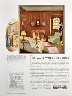 an advertisement for the walls with book nooks featuring a woman in a living room