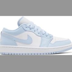 Lightly Used, Still In Great Condition. A Couple Of Small Marks. Size 7 Women C Omes With Box. Womens Air Jordan 1, Womens Air Jordan, Ice Blue Color, Womens Air Jordans, Womens Jordans, Air Jordan 1 Low, Jordan 1 Low, Shoes Womens, Air Jordan 1