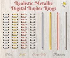 Digital Binder Rings, Digital Binder, Cropped Png, Binder Rings, Platinum Rose Gold, Binder Clips, Planner Book, Digital Book, Digital Planners