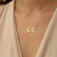 "💖✨ Personalised Double Letter Necklace - 14K Gold Plated 💖✨ Immerse yourself in the exquisite charm of our 14K Gold Plated Personalized Heart 2 Letters Love Necklace ✨. This stunning piece of jewelry is more than just an accessory; it's a symbol of love and personal connection 💖. Meticulously crafted with precision and care, the heart pendant boasts two delicately engraved letters, forming a unique and deeply meaningful design 💕. Whether it's a birthday celebration 🎂 or Mother's Day 🌸, th Anniversary Necklace With Initial Pendant And Hallmarks, Classic Initials Name Necklace For Anniversary, Elegant Nameplate Initial Necklace For Anniversary, 14k Gold Initial Pendant Name Necklace For Anniversary, Initials Name Necklace For Anniversary, Gold Name Necklace For Anniversary, Classic Name Necklace With Hallmark For Anniversary, Personalized 14k Gold Initial Necklace For Anniversary, Gold Initials Name Necklace For Birthday