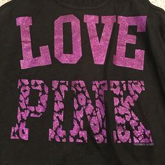 Purple Glitter Writing! Tag Marked In Black Marker To Prevent Returns. Casual Black Tops With Glitter Print, Casual Glitter Top For Night Out, Trendy Black Glitter Tops, Glitter Tank Top, Purple Glitter, Pink Glitter, Vs Pink, Victoria Secret Pink, Pink Ladies