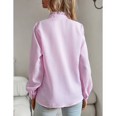 Pink Ruffle Detail Button Long Sleeve Shirt Long Sleeve Shirt Women, Button Long Sleeve, Pink Ruffle, Women Tops, Shirt Women, Shirt Sleeves, Long Sleeve Shirt, Sleeve Shirt, Shirt Blouses