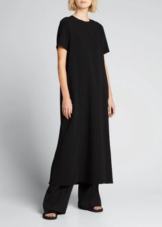 THE ROW Robi Short-Sleeve Crepe Maxi Dress - Bergdorf Goodman Crepe Maxi Dress, Crepe Dress, Tea Length, Bergdorf Goodman, Top Designers, The Row, Cold Shoulder Dress, Tops Designs, Short Sleeve Dresses