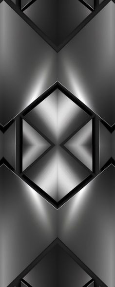 an abstract black and white background with metallic hexagonal shapes in the center,