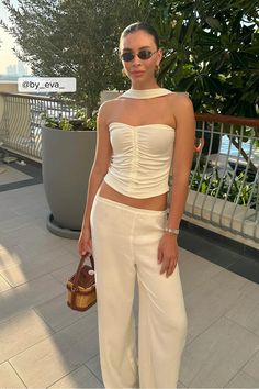 Scarf Detail Tube Top Offwhite | NA-KD White Tube Top, Future Fashion, Scarf Design, Na Kd, Tube Top, Stretchy Material, Industrial Style, Women Empowerment, Style Icons